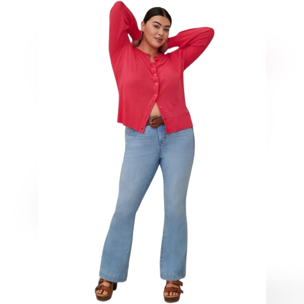 TORRID Cardigan Sweater Pointelle with Star Pattern - Picture 7 of 9